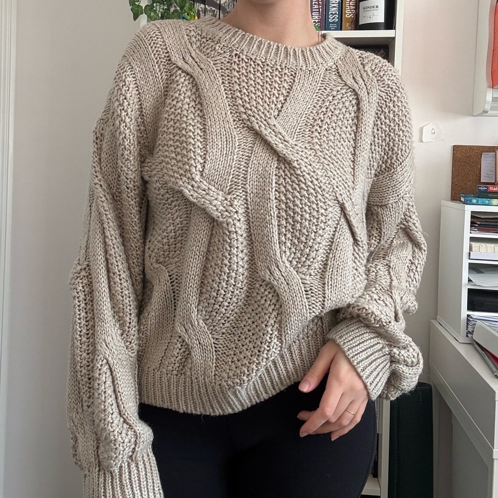 Wildflowers Cable Knit Sweater - Tan